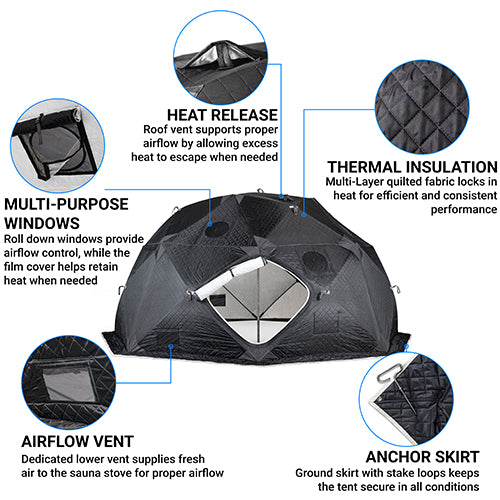 SaunaLife SaunaTrekker XL Portable Insulated Sauna Tent, Up to 6 Persons - 130182