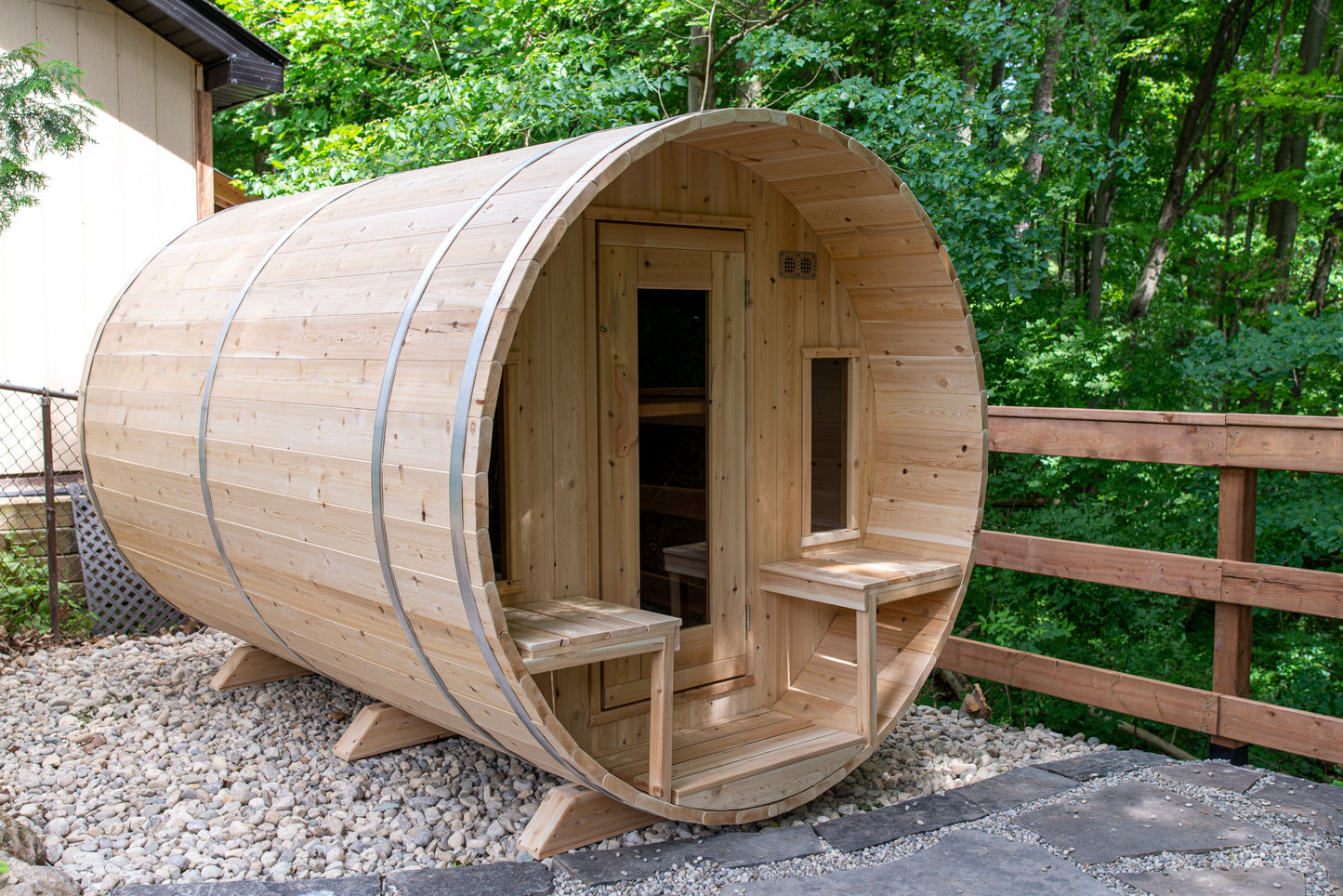 Dundalk Leisurecraft Canadian Timber Tranquility Barrel Electric Sauna | 4 Persons CTC2345E