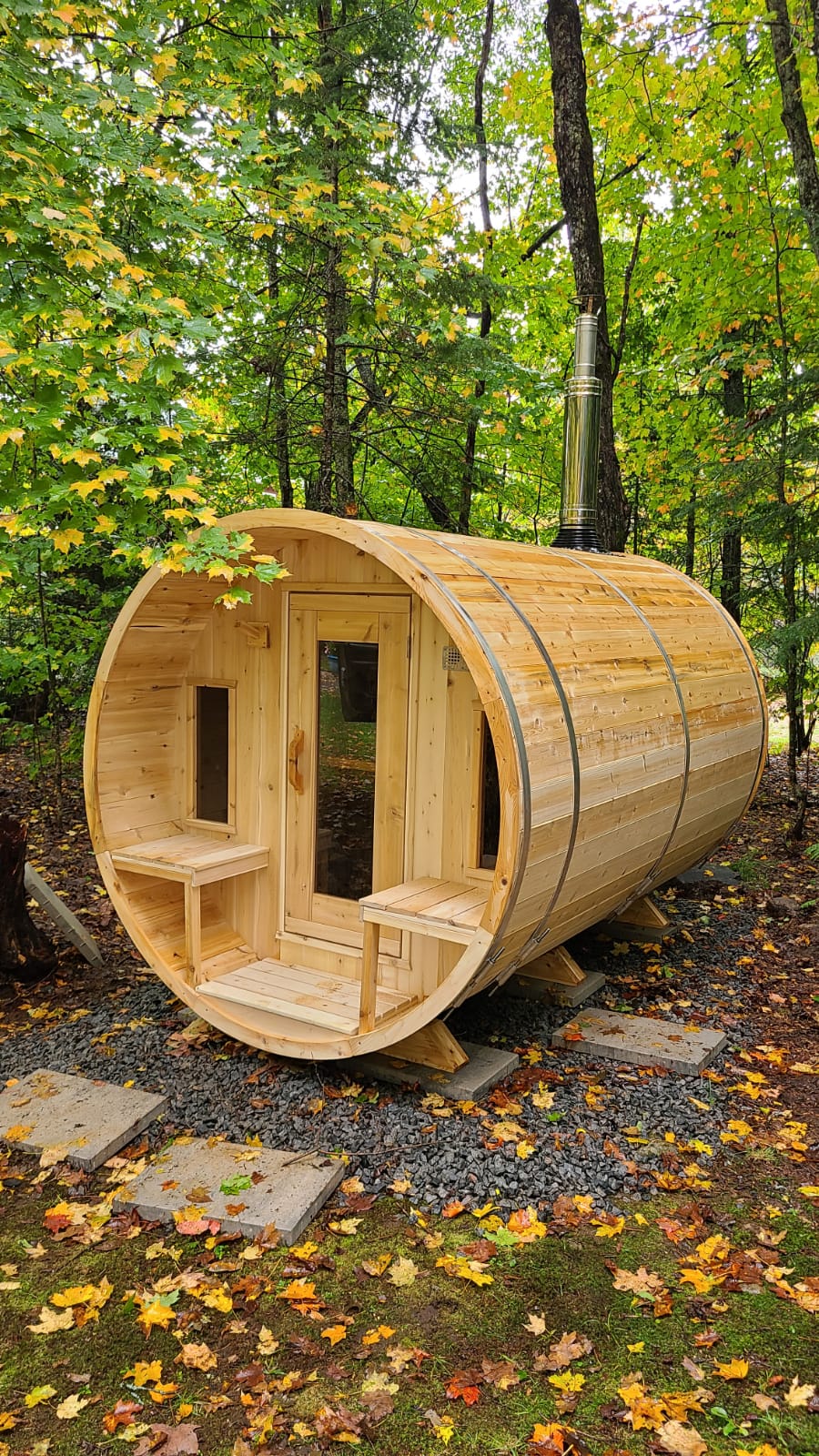 Dundalk Leisurecraft Canadian Timber Tranquility Barrel Electric Sauna | 4 Persons CTC2345E