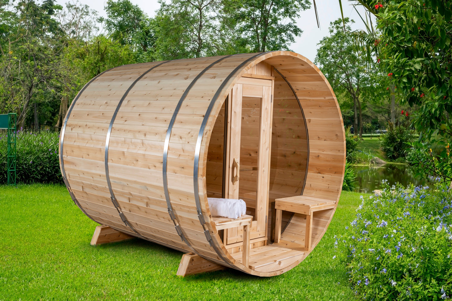 Dundalk Leisurecraft Canadian Timber Serenity MP Barrel Electric Sauna | 4 Persons CTC2245MPE