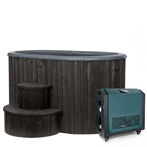 SaunaLife Model S2BC Package 2-Person Immersion Tub and Combination Water Chiller/Heater, Black - 130026