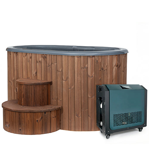 SaunaLife Model S2NC Package 2-Person Immersion Tub and Combination Water Chiller/Heater, Natural - 130025