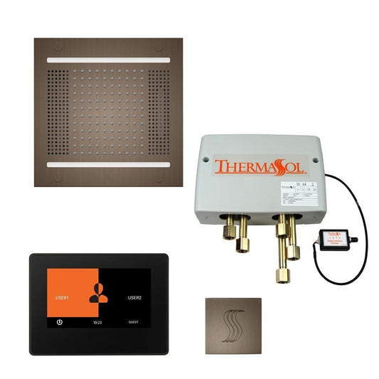 ThermaSol TT2 & HydroVive Total Wellness Package - Includes 7" Control Panel, Digital Shower Valve, Square Light, Sound Shower Head, and Square Steam Head
