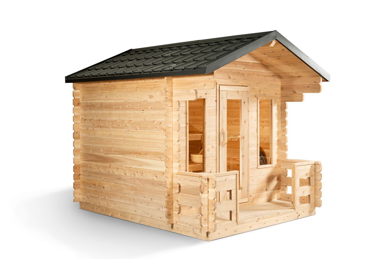 Dundalk Leisurecraft Canadian Timber Georgian Cabin Electric Sauna with Front Porch | 4 Persons CTC88PE